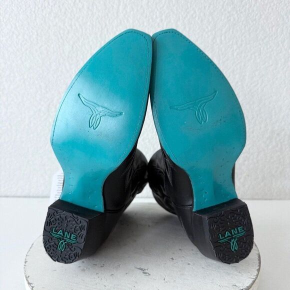 NEW Lane LEXINGTON Womens Cowboy Bootie 9.5 Black Leather Western Cowgirl Boots - Picture 7 of 10